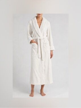 Nordstrom Lingerie High Pile Fleece Robe in Vanilla with Sherpa Trim